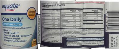 Photo of the Equate One Daily Men's Health label