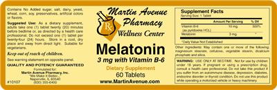 Photo of the Martin Avenue Pharmacy Melatonin 3 mg With Vitamin B-6 label