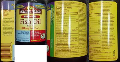 Photo of the Nature Made Fish Oil 1200 mg 360 mg Omega-3 label