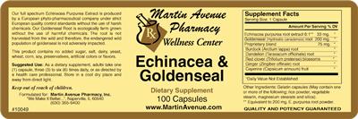 Photo of the Martin Avenue Pharmacy Echinacea & Goldenseal label