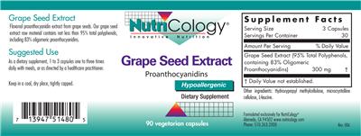 Photo of the NutriCology Grape Seed Extract label
