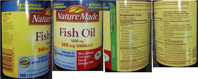 Photo of the Nature Made Fish Oil 1200 mg 360 mg Omega-3 label