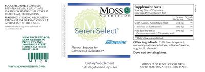Photo of the Moss Nutrition SereniSelect label