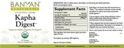 Photo of the Banyan Botanicals Kapha Digest label