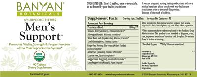 Photo of the Banyan Botanicals Men's Support label