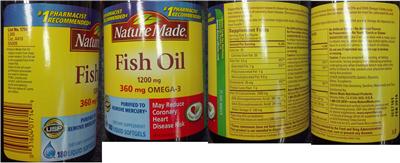 Photo of the Nature Made Fish Oil 1200 mg 360 mg Omega-3 label