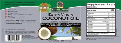 Photo of the Nature's Answer Extra Virgin Coconut Oil label