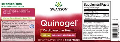 Photo of the Swanson Quinogel 100 mg Double Strength label