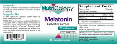 Photo of the NutriCology Melatonin label