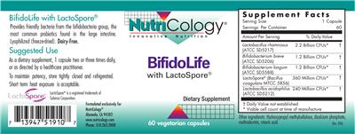 Photo of the NutriCology BifidoLife with LactoSpore label