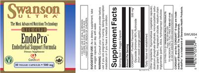 Photo of the Swanson Ultra EndoPro Endothelial Support Formula 500 mg label