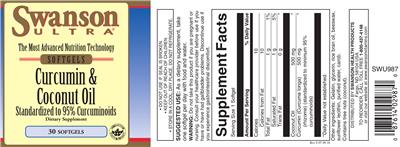 Photo of the Swanson Ultra Curcumin & Coconut Oil label