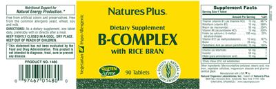 Photo of the Natures Plus B-Complex with Rice Bran label
