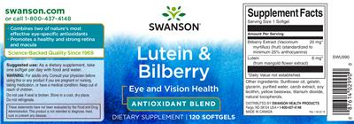 Photo of the Swanson Lutein & Bilberry label