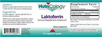 Photo of the NutriCology Laktoferrin label