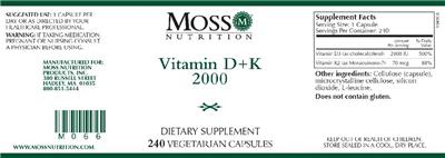 Photo of the Moss Nutrition Vitamin D + K 2000 label