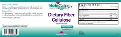 Photo of the NutriCology Dietary Fiber Cellulose label