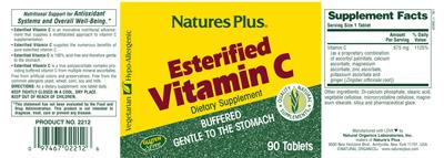Photo of the Natures Plus Esterified Vitamin C label