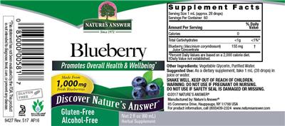 Photo of the Nature's Answer Blueberry Alcohol-Free label