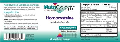 Photo of the NutriCology Homocysteine label