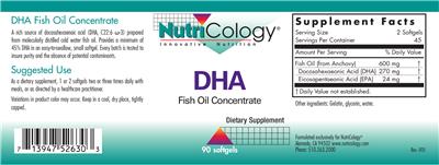 Photo of the NutriCology DHA Fish Oil Concentrate label