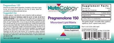 Photo of the NutriCology Pregnenolone 150 label