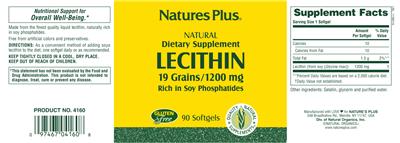 Photo of the Natures Plus Natural Lecithin 19 Grains/1200 mg label