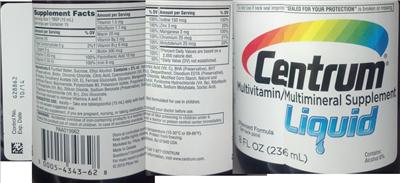 Photo of the Centrum Centrum Liquid label
