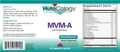 Photo of the NutriCology MVM-A with Antioxidants label