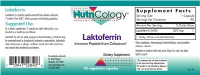Photo of the NutriCology Laktoferrin label