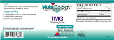 Photo of the NutriCology TMG label