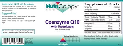 Photo of the NutriCology Coenzyme Q10 with Tocotrienols label