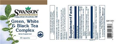 Photo of the Swanson Premium Brand Green, White & Black Tea Complex label