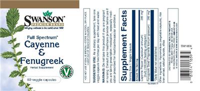 Photo of the Swanson Premium Brand Full Spectrum Cayenne & Fenugreek label