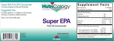Photo of the NutriCology Super EPA Fish Oil Concentrate label