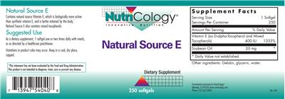 Photo of the NutriCology Natural Source E label