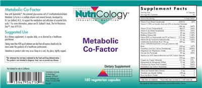 Photo of the NutriCology Metabolic Co-Factor label