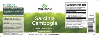 Photo of the Swanson Garcinia Cambogia 250 mg label