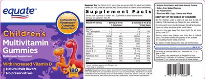 Photo of the Equate Children's Multivitamin Gummies label
