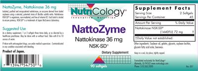Photo of the NutriCology NattoZyme Nattokinase 36 mg label