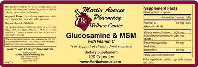 Photo of the Martin Avenue Pharmacy Glucosamine & MSM With Vitamin C label