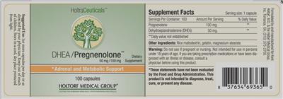 Photo of the HoltraCeuticals DHEA/Pregnenolone 50 mg/100 mg label