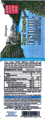 Photo of the Carlson Super Omega-3 Fish Oil Concentrate Gems label