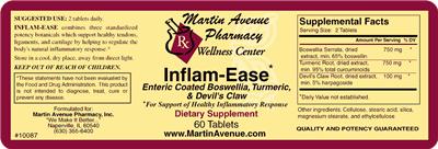Photo of the Martin Avenue Pharmacy Inflam-Ease label