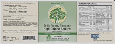 Photo of the HoltraCeuticals Daily Energy Elements High Octane Additive label