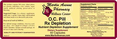 Photo of the Martin Avenue Pharmacy O.C. Pill Rx Depletion label