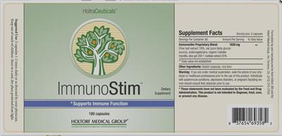 Photo of the HoltraCeuticals ImmunoStim label