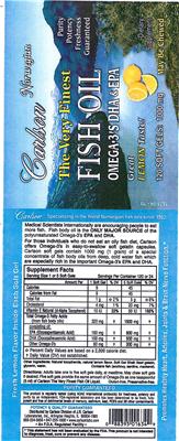 Photo of the Carlson The Very Finest Fish Oil Omega-3's DHA & EPA label