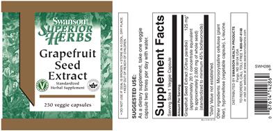 Photo of the Swanson Superior Herbs Grapefruit Seed Extract label