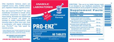 Photo of the Anabolic Laboratories Pro-Enz label